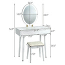 Touch Screen Vanity Makeup Table Stool Set with Lighted Mirror by LJGDeals