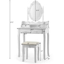 Makeup Vanity Dressing Table Set with Dimmable Bulbs Cushioned Stool by LJGDeals