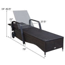 Outdoor Recliner Cushioned Chaise Lounge with Adjustable Backrest by LJGDeals