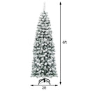 6 Feet Unlit Hinged Snow Flocked Artificial Pencil Christmas Tree with 500 Branch Tip by LJGDeals