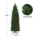 6.5 Feet Pre-lit Hinged Pencil Christmas Tree by LJGDeals