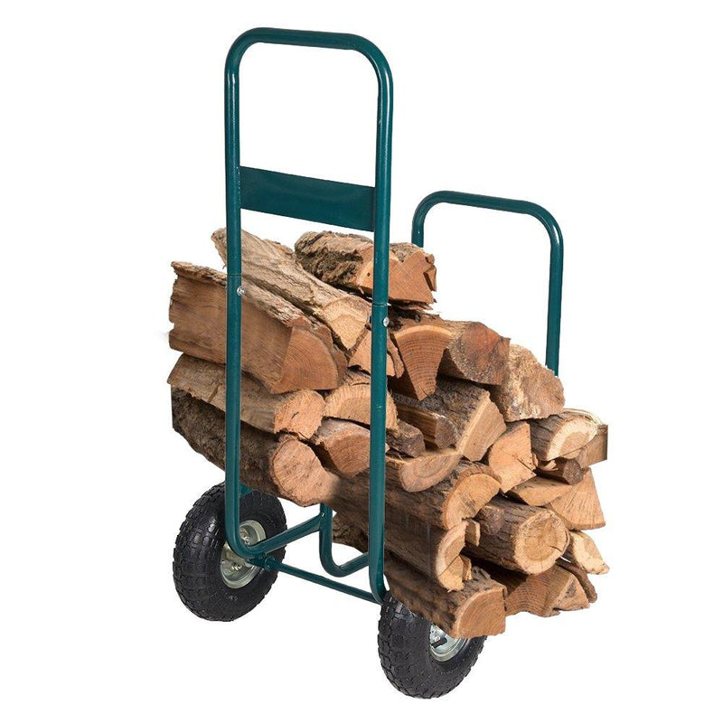 Rolling Wheeled Firewood Log Cart Portable Log Rack with Wheels for Backyard