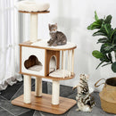46 Inch Wooden Cat Activity Tree with Platform and Cushions by LJGDeals