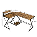 L-Shaped Desk Reversible Corner Computer Desk with Movable Shelf and CPU Stand by LJGDeals