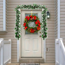 9 Feet Pre-lit Snow Flocked Tips Christmas Garland with Red Berries by LJGDeals