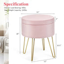 Round Velvet Storage Ottoman Footrest Stool Vanity Chair with Metal Legs by LJGDeals