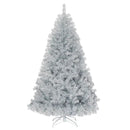 6 Feet Hinged Unlit Artificial Silver Tinsel Christmas Tree with Metal Stand by LJGDeals
