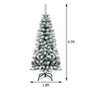 4.5 Feet Unlit Hinged Snow Flocked Artificial Pencil Christmas Tree with 242 Branch by DirectDeals