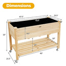 Wood Elevated Planter Bed with Lockable Wheels Shelf and Liner by LJGDeals