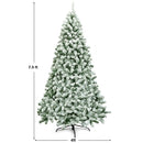 7.5 Feet Snow Flocked Artificial Christmas Tree Hinged with 1346 Tip and Foldable Base by LJGDeals
