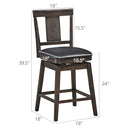 24 inch Swivel Upholstered Counter Height Bar Chair with Rubber Wood Legs by DirectDeals