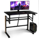 Pneumatic Height Adjustable Gaming Desk T Shaped Game Station with Power Strip Tray-Black by LJGDeals