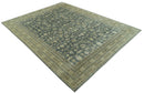 Traditional Design Charcoal And Beige 9x12 Hand Knotted Wool Area Rug
