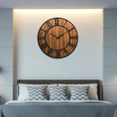 27 Inch Round Wall Clock Decorative Wooden Silent Clock with Battery by DirectDeals