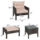 5 Pieces Patio Rattan Sofa Ottoman Furniture Set with Cushions-Black by LJGDeals