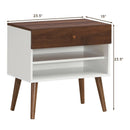Mid-Century Nightstand with Drawer and Rubber Wood Legs by LJGDeals