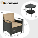 3 Pieces Patio Rattan Furniture Set Cushioned Sofa Storage Table with Shelf Garden by LJGDeals