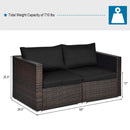 2 Pieces Patio Rattan Sectional Conversation Sofa Set-Beige by LJGDeals