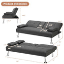 Convertible Folding Futon Sofa Bed Fabric with 2 Cup Holders by LJGDeals