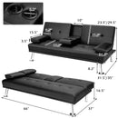 Convertible Folding Leather Futon Sofa with Cup Holders and Armrests by LJGDeals