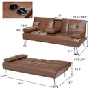 Convertible Folding Leather Futon Sofa with Cup Holders and Armrests by LJGDeals