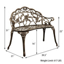 Outdoor Cast Aluminum Patio Bench Antique Rose by LJGDeals