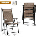 2 Pieces Outdoor Patio Folding Chair with Armrest for Camping Garden by DirectDeals