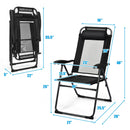4 Pieces Patio Garden Adjustable Reclining Folding Chairs with Headrest-Black