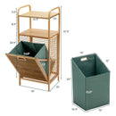 Tilt-out Bamboo Laundry Hamper with 2-Tier Shelf and Removable Liner-Natural by LJGDeals