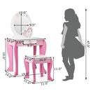 Kids Wooden Makeup Dressing Table and Chair Set with Mirror and Drawer by LJGDeals