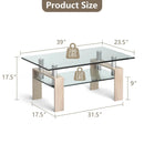 Rectangle Glass Coffee Table with Metal Legs for Living Room by DirectDeals