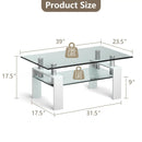 Rectangle Glass Coffee Table with Metal Legs for Living Room by DirectDeals
