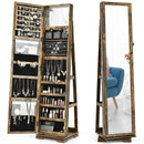 360° Rotatable 2-in-1 Lockable Jewelry Cabinet with Full-Length Mirror by LJGDeals