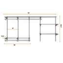 3 to 6 Feet Wall-Mounted Closet System Organizer Kit with Hang Rod-Gray by LJGDeals