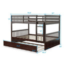 Full over Full Bunk Bed Platform Wood Bed with Ladder by LJGDeals