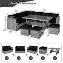 7 Pieces Patio Rattan Dining Furniture Sectional Sofa Set with Wicker Ottoman by LJGDeals