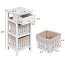 2 Pieces Bedroom Bedside End Table with Drawer Baskets-White by LJGDeals