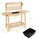 Garden Potting Bench Workstation Table with Sliding Tabletop Sink Shelves by DirectDeals