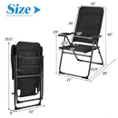 Set of 4 Patio Folding Chairs with Adjustable Backrest-Black by LJGDeals