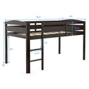 Wooden Twin Low Loft Bunk Bed with Guard Rail and Ladder by LJGDeals