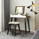 Vanity Table Set with Flip Top Mirror and Padded Stool-Brown by LJGDeals