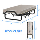 79 x 36 Inch Folding Rollaway Bed with Memory Foam Mattress by LJGDeals