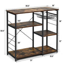 Industrial Kitchen Baker's Rack Microwave Shelf with 6 Hooks by LJGDeals