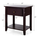 Nightstand with Drawer and Storage Shelf for Bedroom Living Room-Espresso by LJGDeals