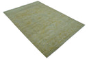 Traditional Oushak Design Beige And Gold 6x9 Hand Knotted Wool Area Rug