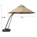 11 Feet Outdoor Cantilever Hanging Umbrella with Base and Wheels by LJGDeals