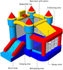 Castle Slide Inflatable Bounce House with Ball Pit and Basketball Hoop