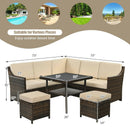 6 Pieces Patio Rattan Dining Sofa Funiture Set by LJGDeals