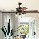 52 Inch Ceiling Fan Light with Pull Chain and 5 Bronze Finished Reversible Blades by LJGDeals