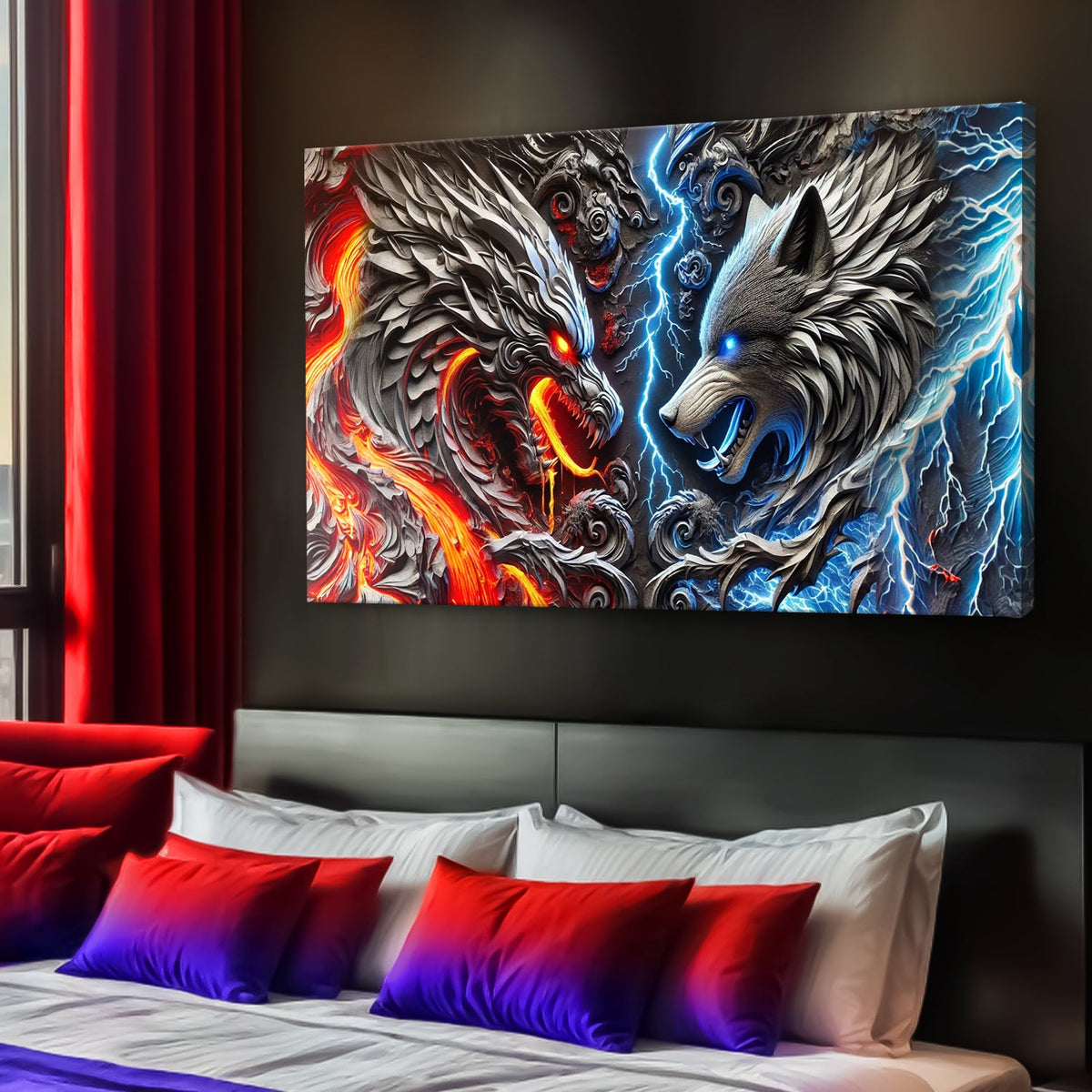 3D Dragon and Wolf Wall Art IV, photo 4 of 10